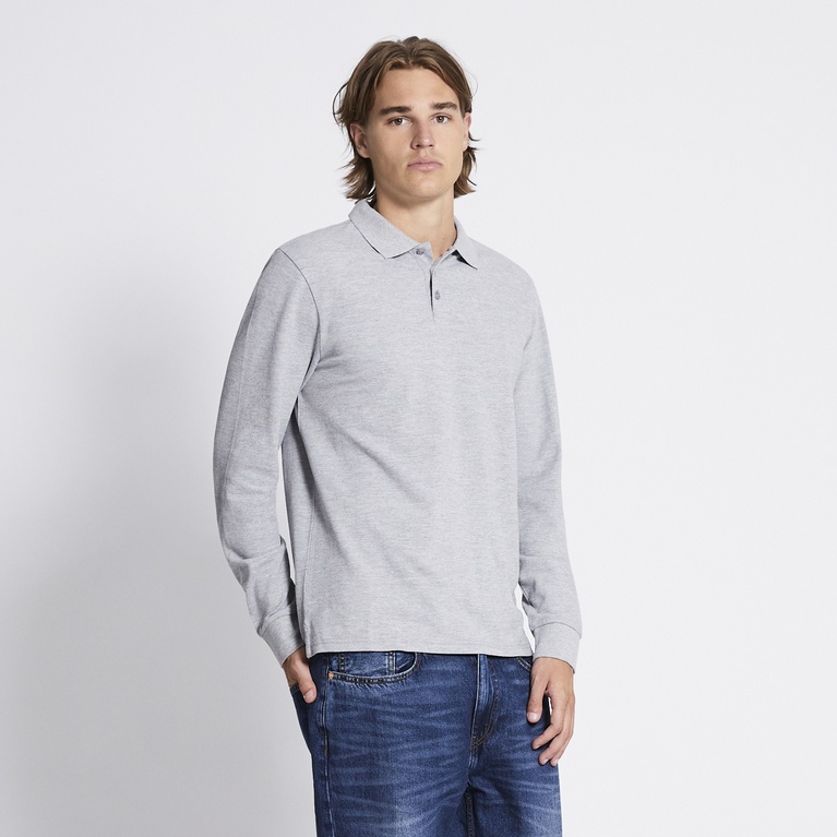 Long sleeve polo shirt "Aiden" Grey Melange